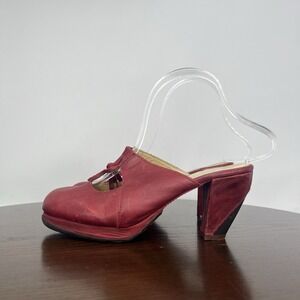 Sergio Tomani Shoes Women's 36 / 6 Red Leather Mule Clog Platform‎ Made Columbia
